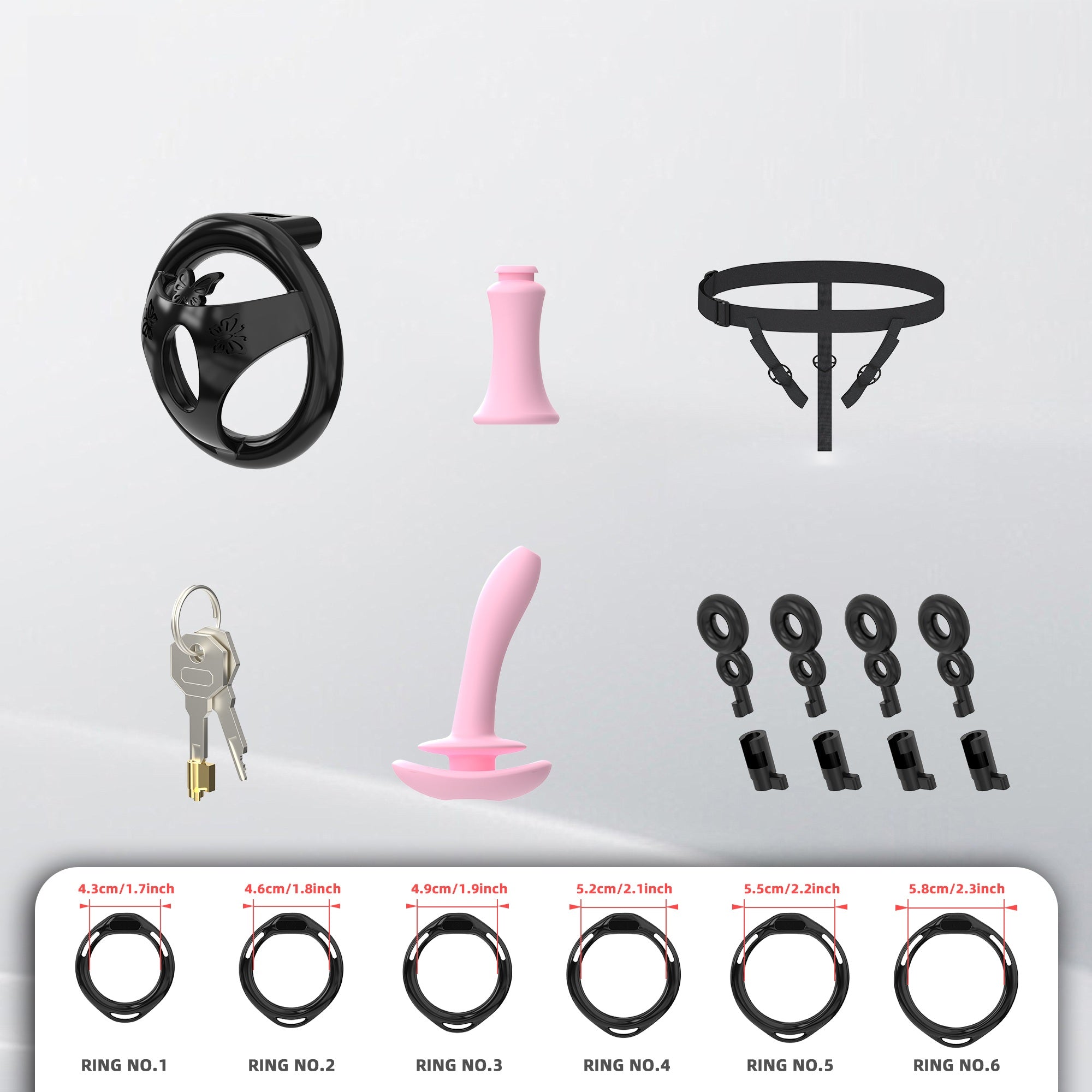 Flat ABS Chastity Cage with Inverted Plug Options