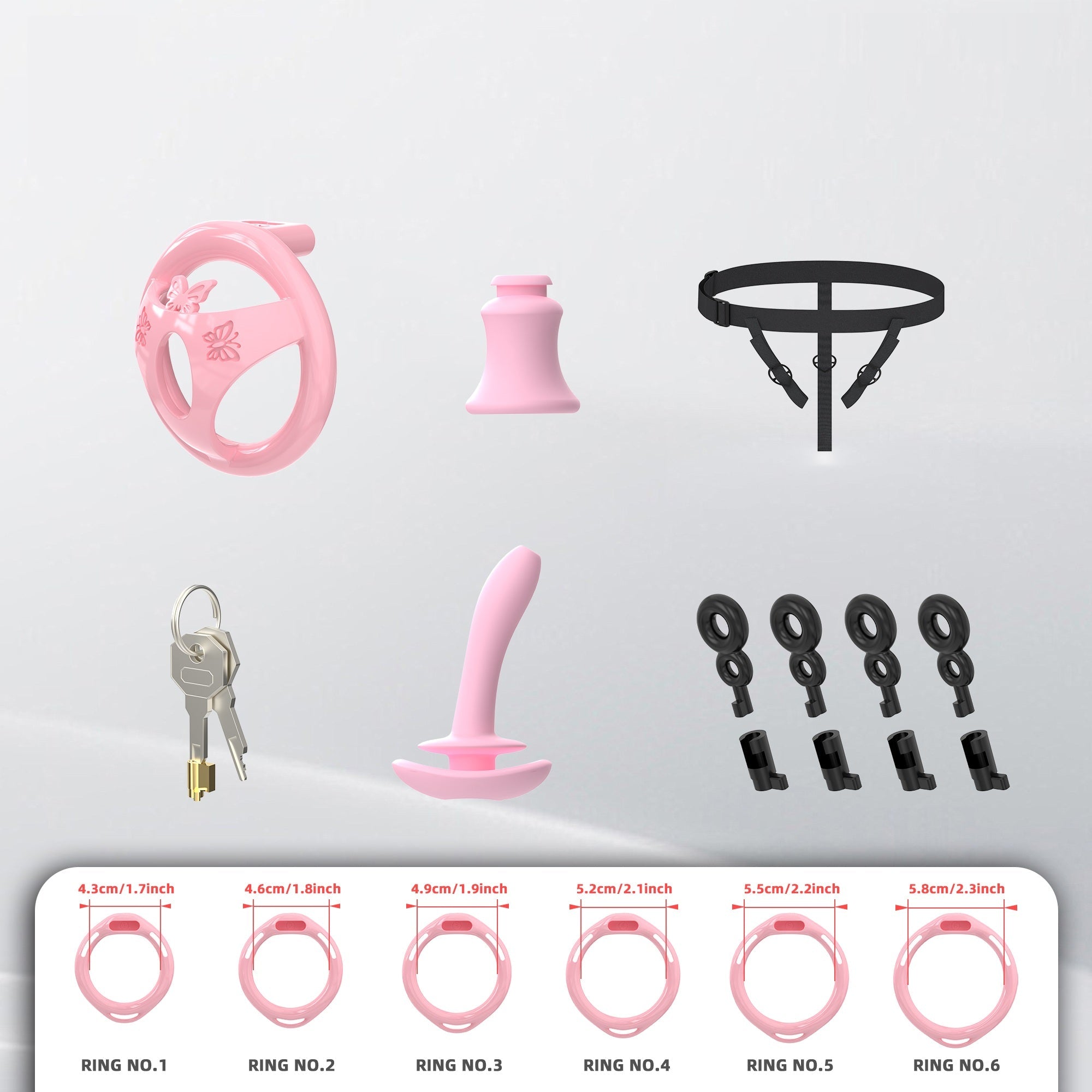 Flat ABS Chastity Cage with Inverted Plug Options