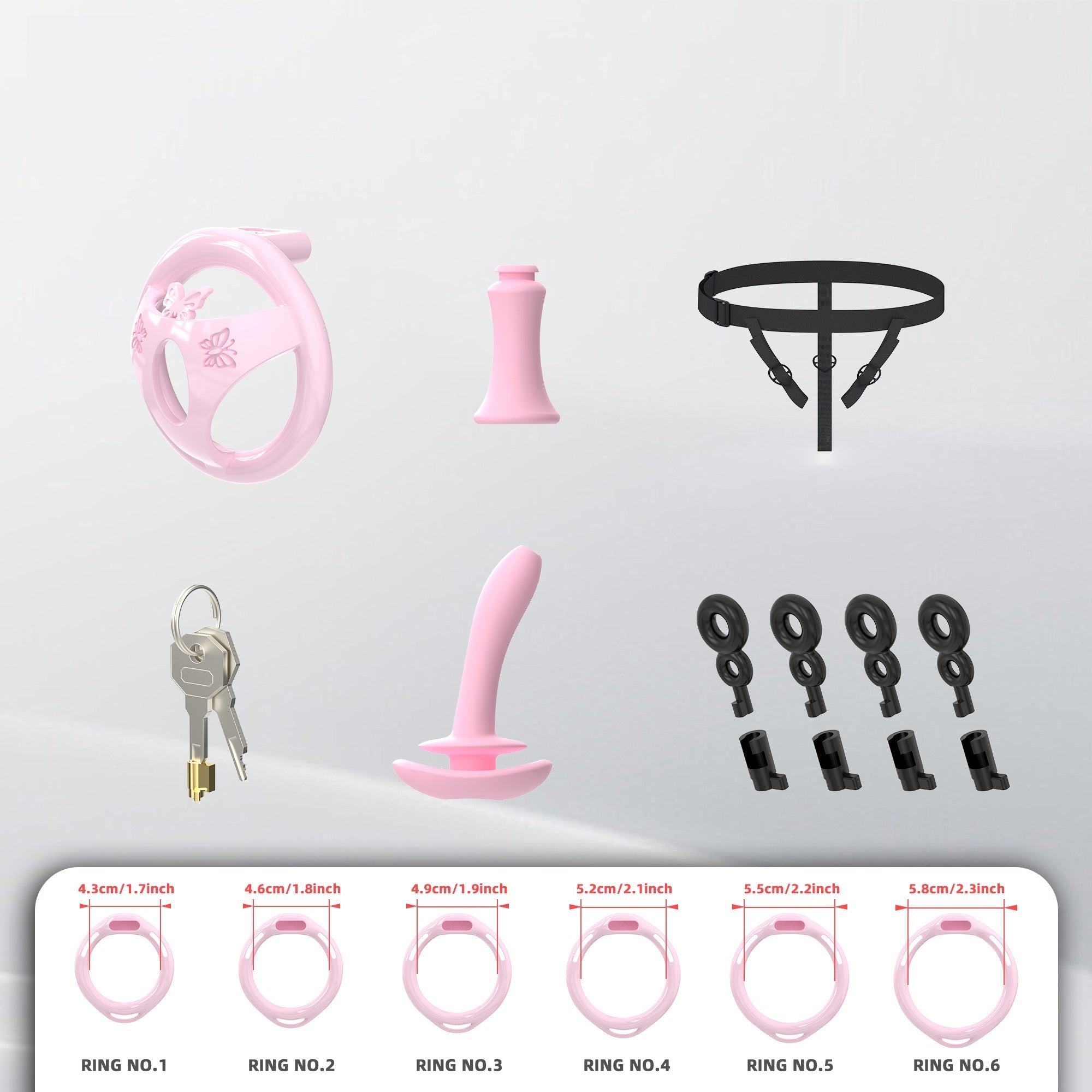 Flat ABS Chastity Cage with Inverted Plug Options