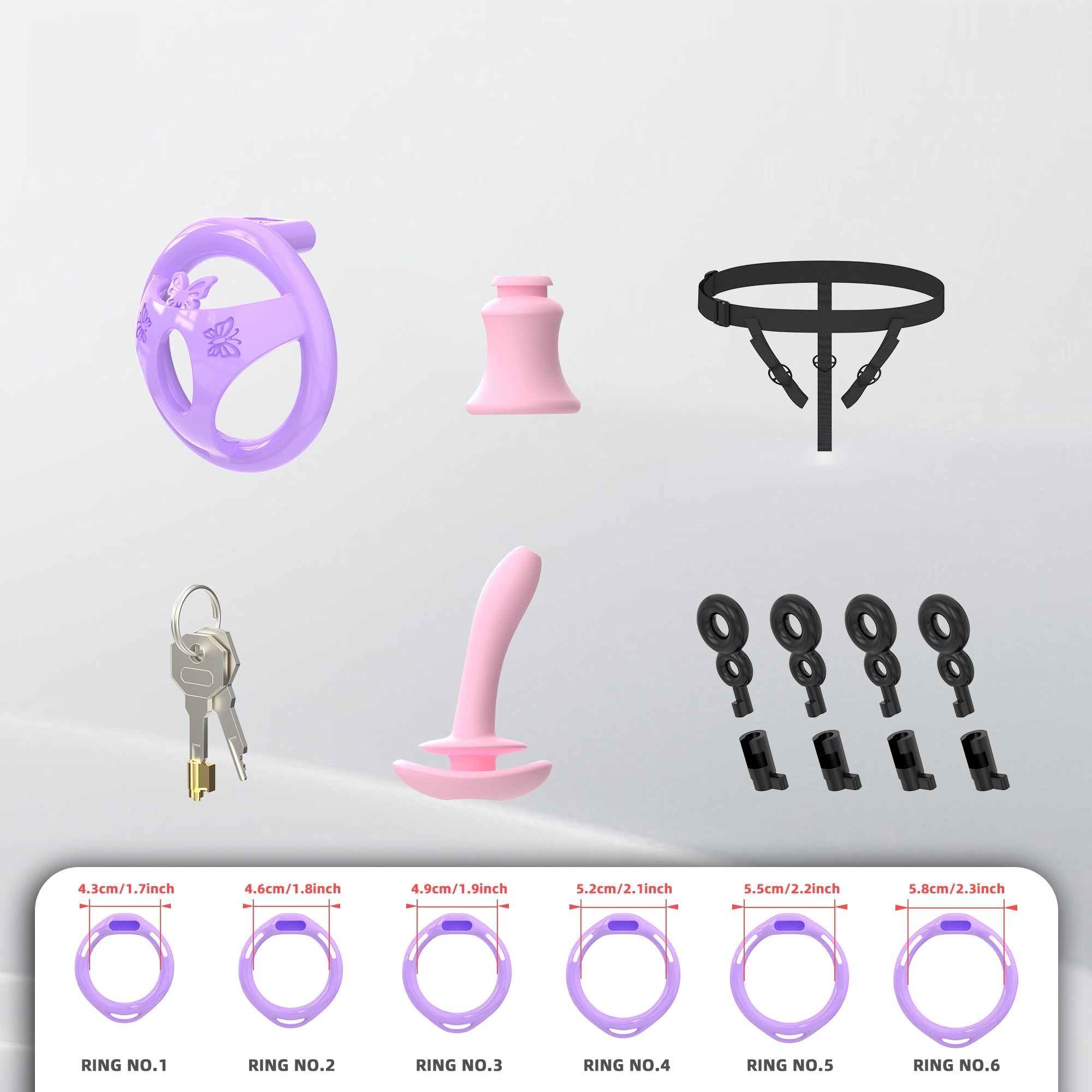 Flat ABS Chastity Cage with Inverted Plug Options