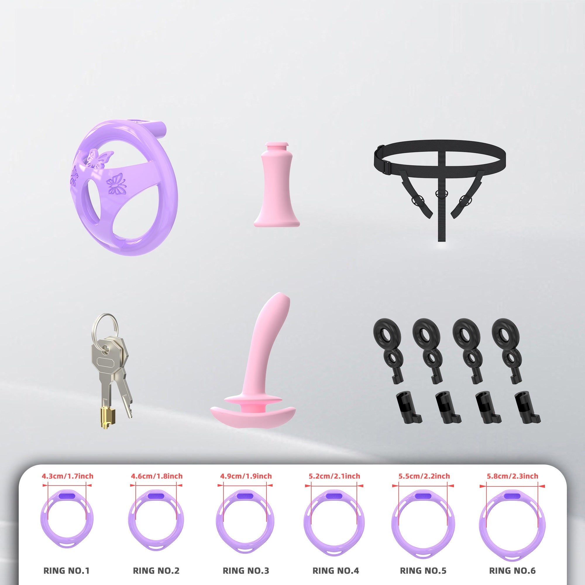 Flat ABS Chastity Cage with Inverted Plug Options