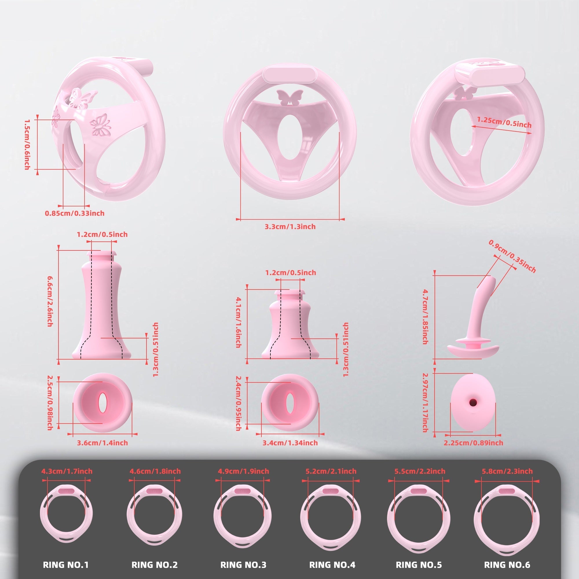 Flat ABS Chastity Cage with Inverted Plug Options