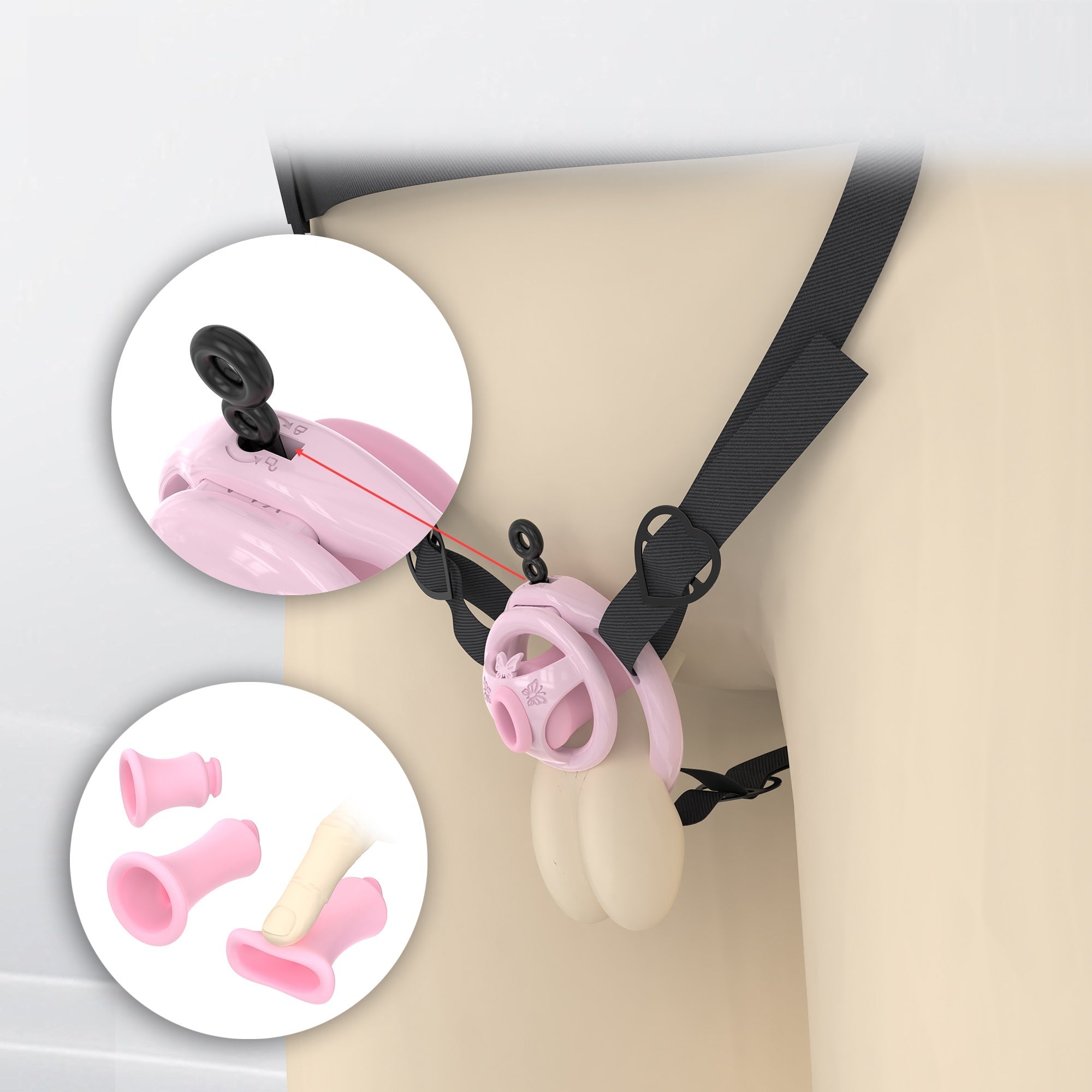 Flat ABS Chastity Cage with Inverted Plug Options