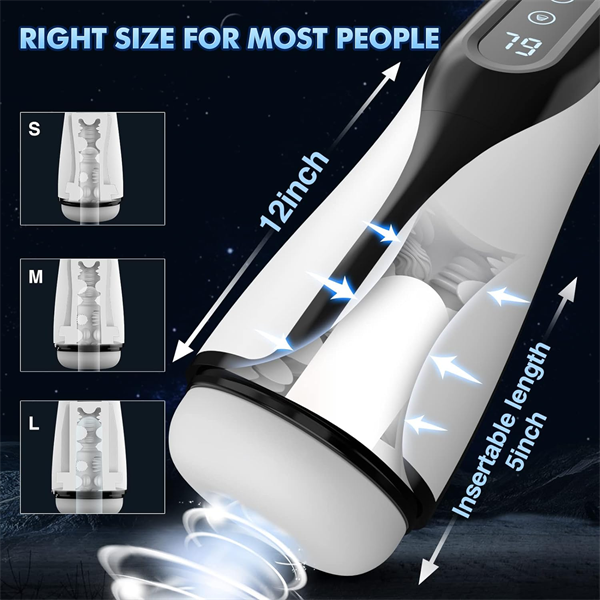 9 Suction & Vibration & Heating Male Stroker White