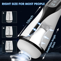 9 Suction & Vibration & Heating Male Stroker White