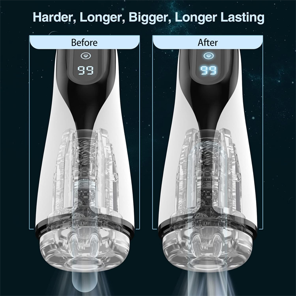 9 Suction & Vibration & Heating Male Stroker White