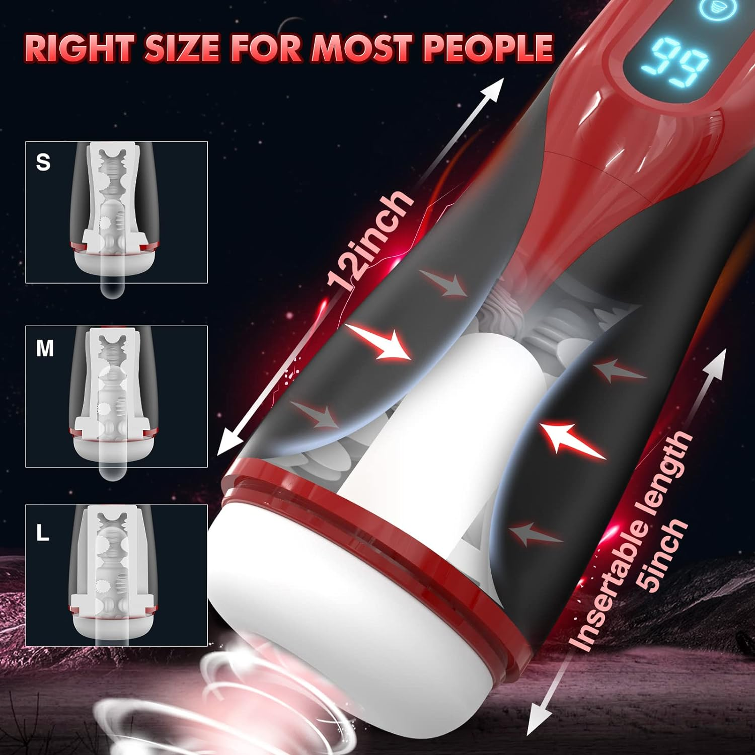 9 Suction & Vibration & Heating Male Stroker Red