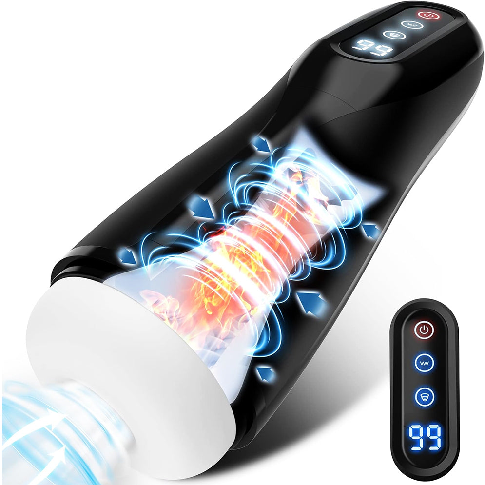 9 Suction & Vibration & Heating Male Stroker Red