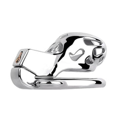 Side view of the stainless steel Cobra cage showing the curved profile and base ring
