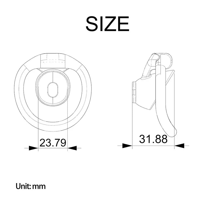 Mini resin chastity cage showing 31.88 mm length and 23.79 mm diameter