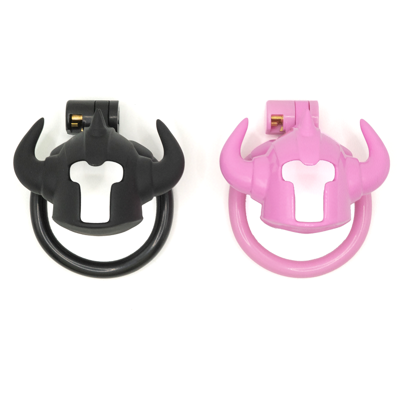 Rear openings of black and pink Minotaur cages