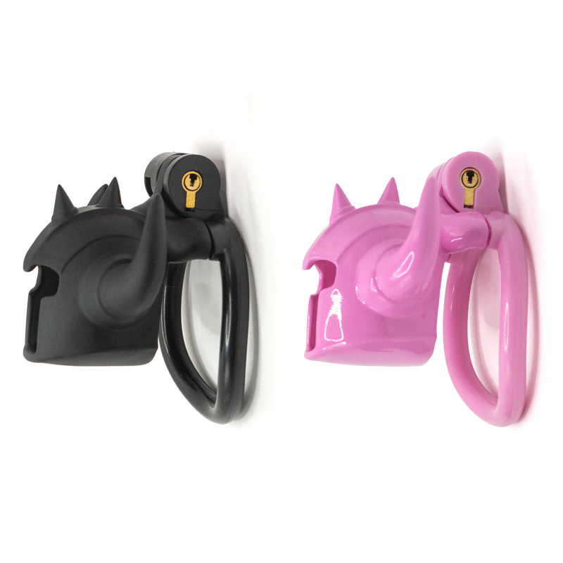 Side views of black and pink Minotaur Guard cages