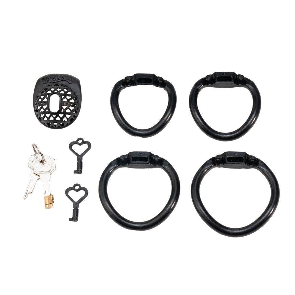 Black MISS cage set with base rings, lock and keys