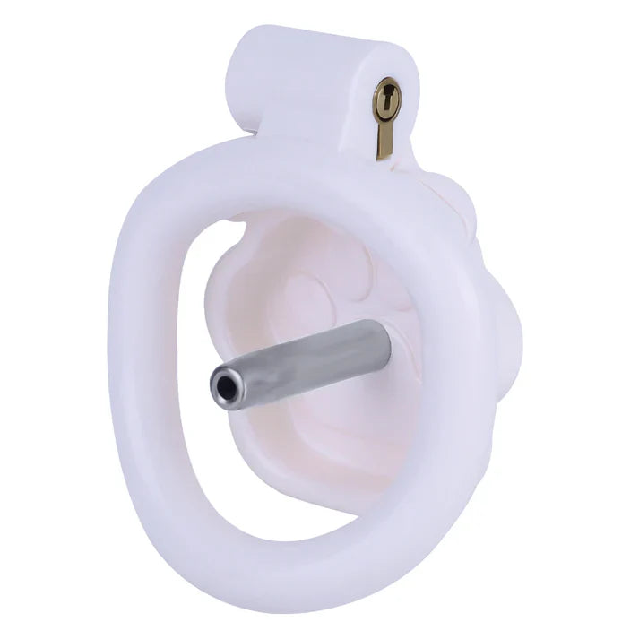 white Neko cage with metal catheter rear view