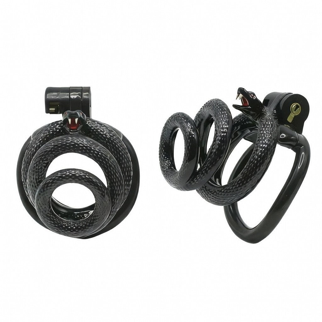 Snake-Style Spiral Resin Chastity Cage | 42–52 mm Rings