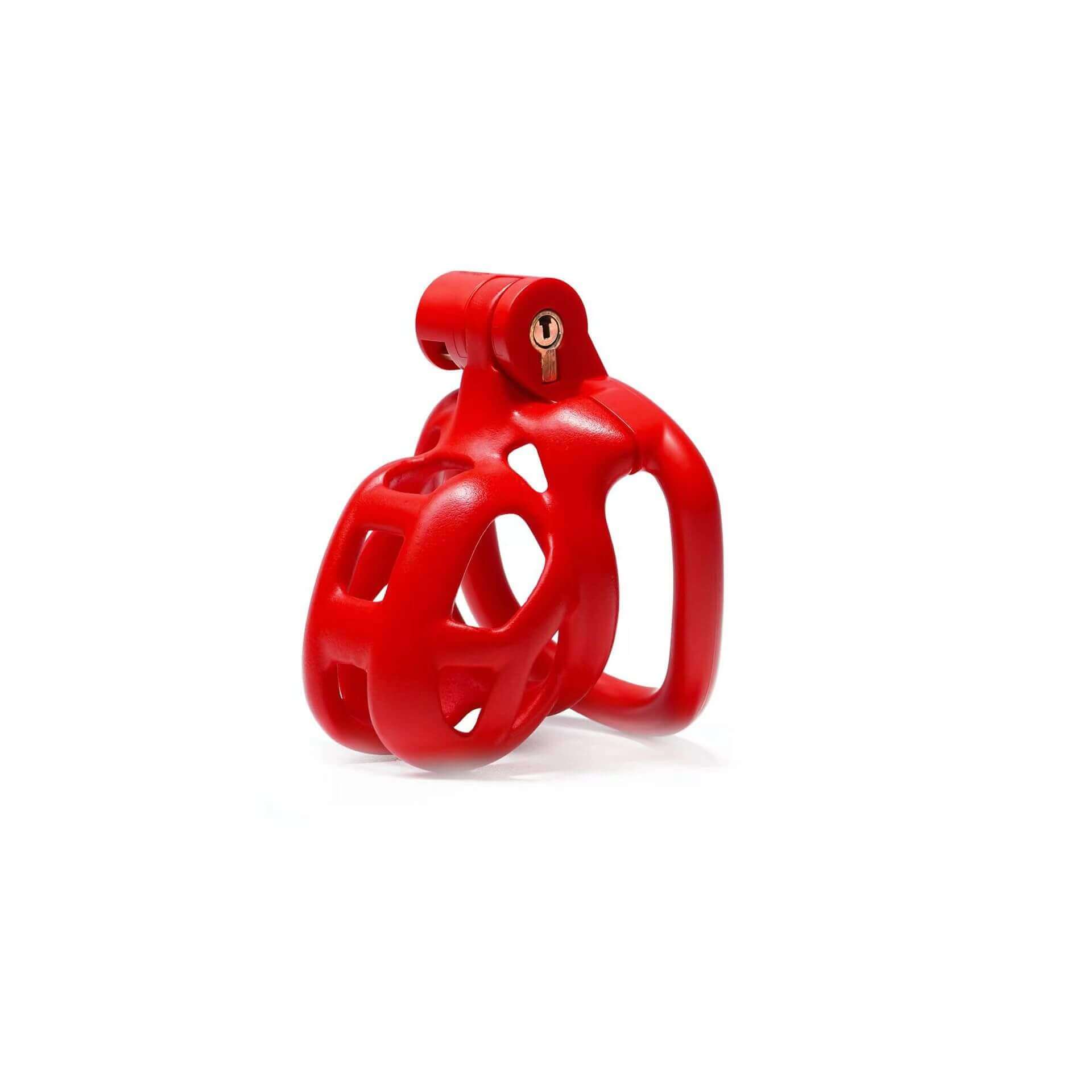 Nub Red Cobra Male Chastity Cage with 4 Rings