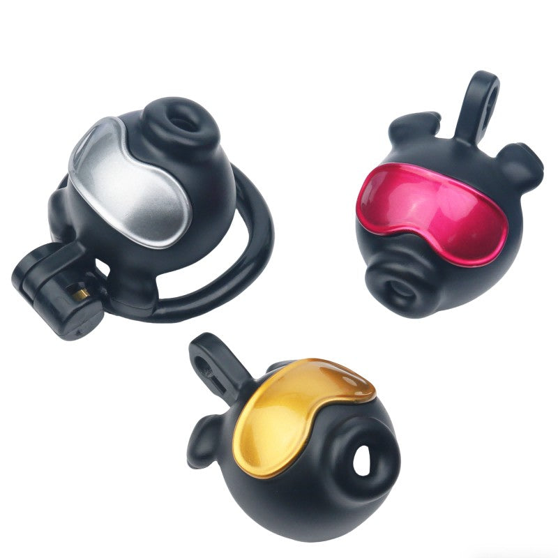 Six black and white octopus goggle chastity cage combinations
