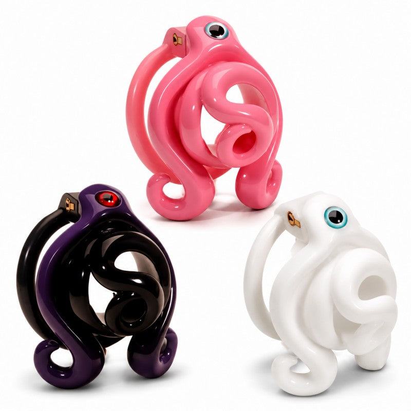 Jelly pink, black-purple and white octopus resin cages