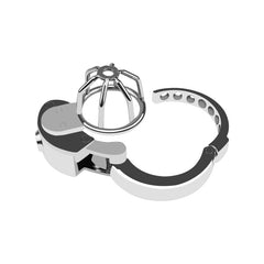 Open adjustable base ring on an open-frame chastity cage