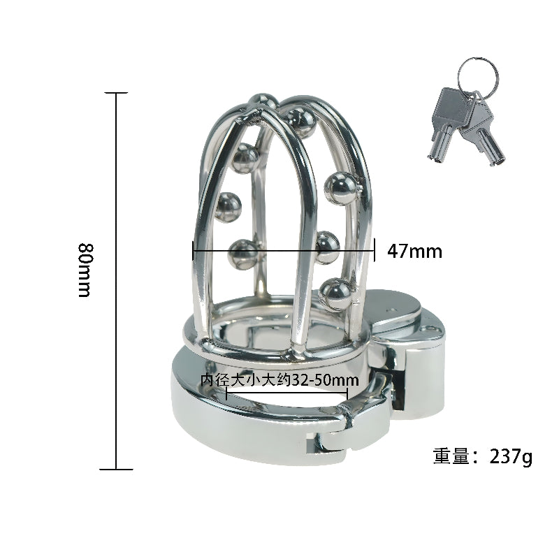 ZC-077 front view showing 80mm overall height 47mm cage width and 237g weight