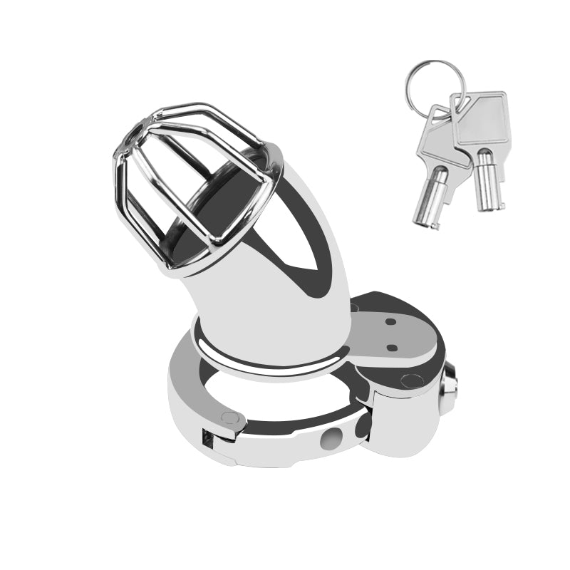 Side view of open-tip adjustable chastity cage ZC-065
