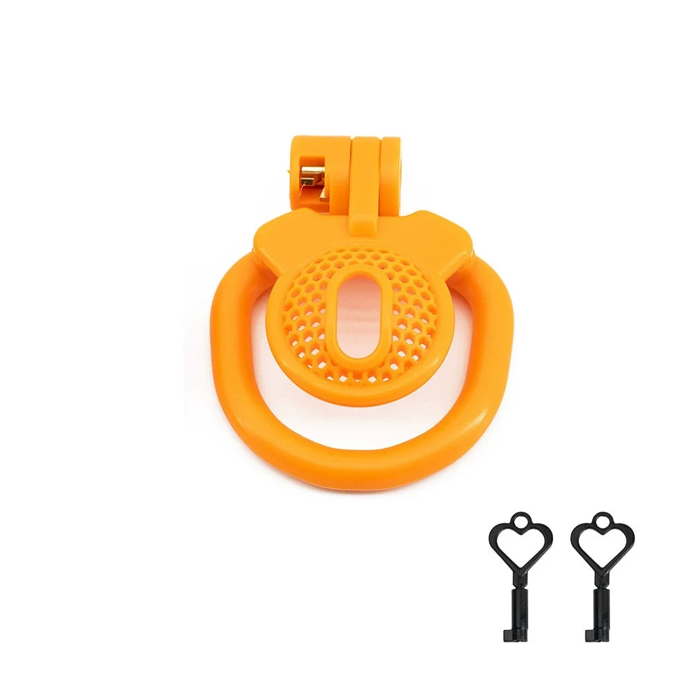 Orange mesh inverted resin chastity cage