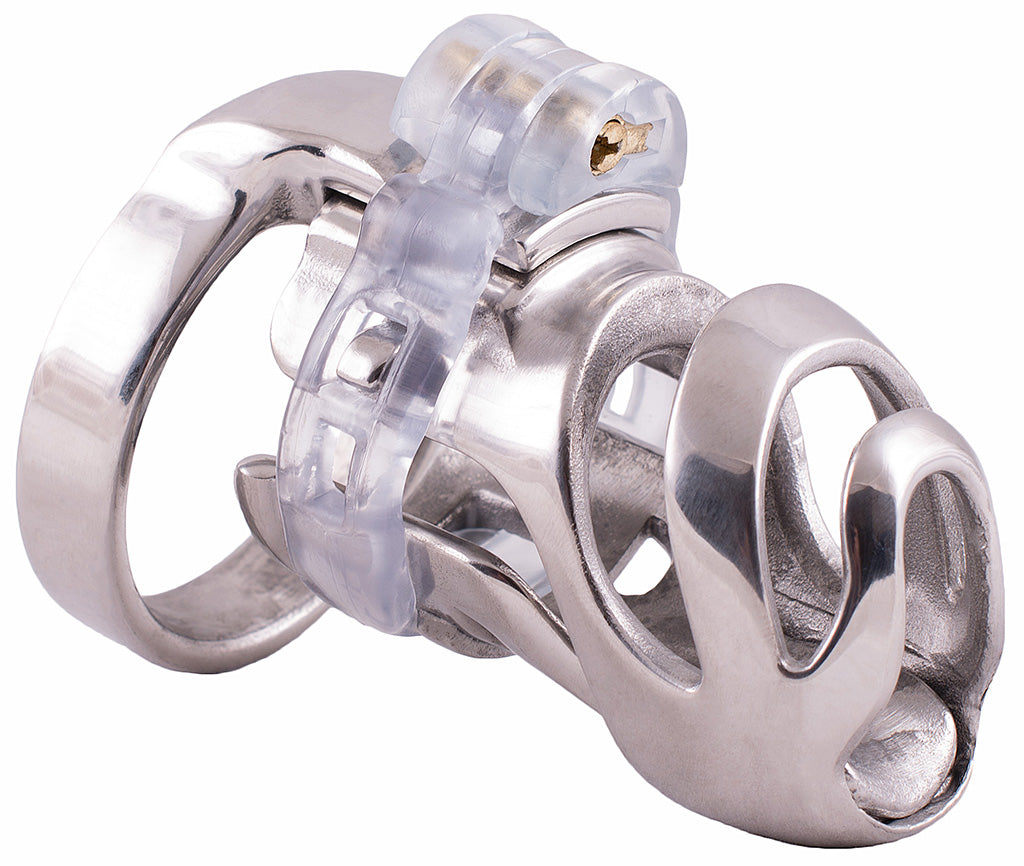 PC1 standard curled open-frame stainless steel chastity cage