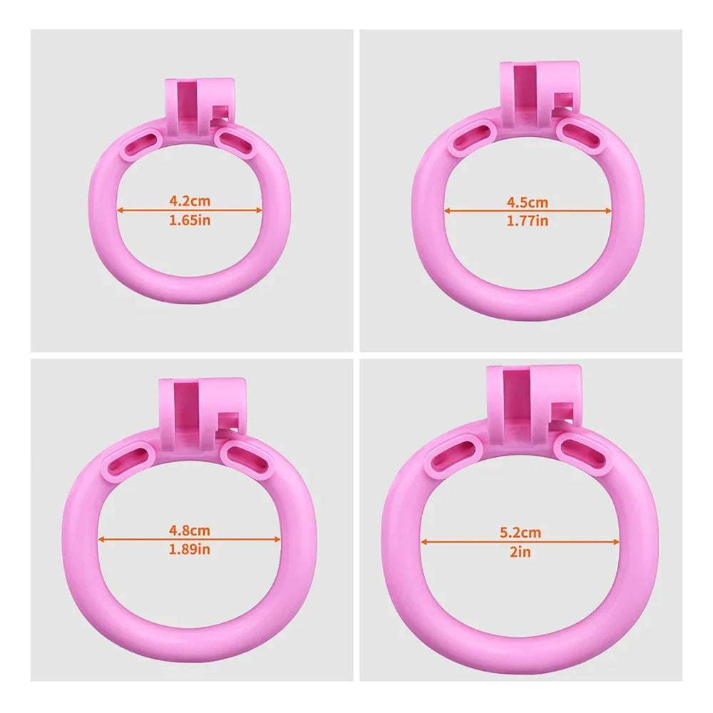 Pearl shell chastity cage with 42, 45, 48 and 52 mm rings