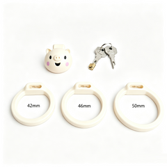 Piglet Head Resin Chastity Cage with Three Rings