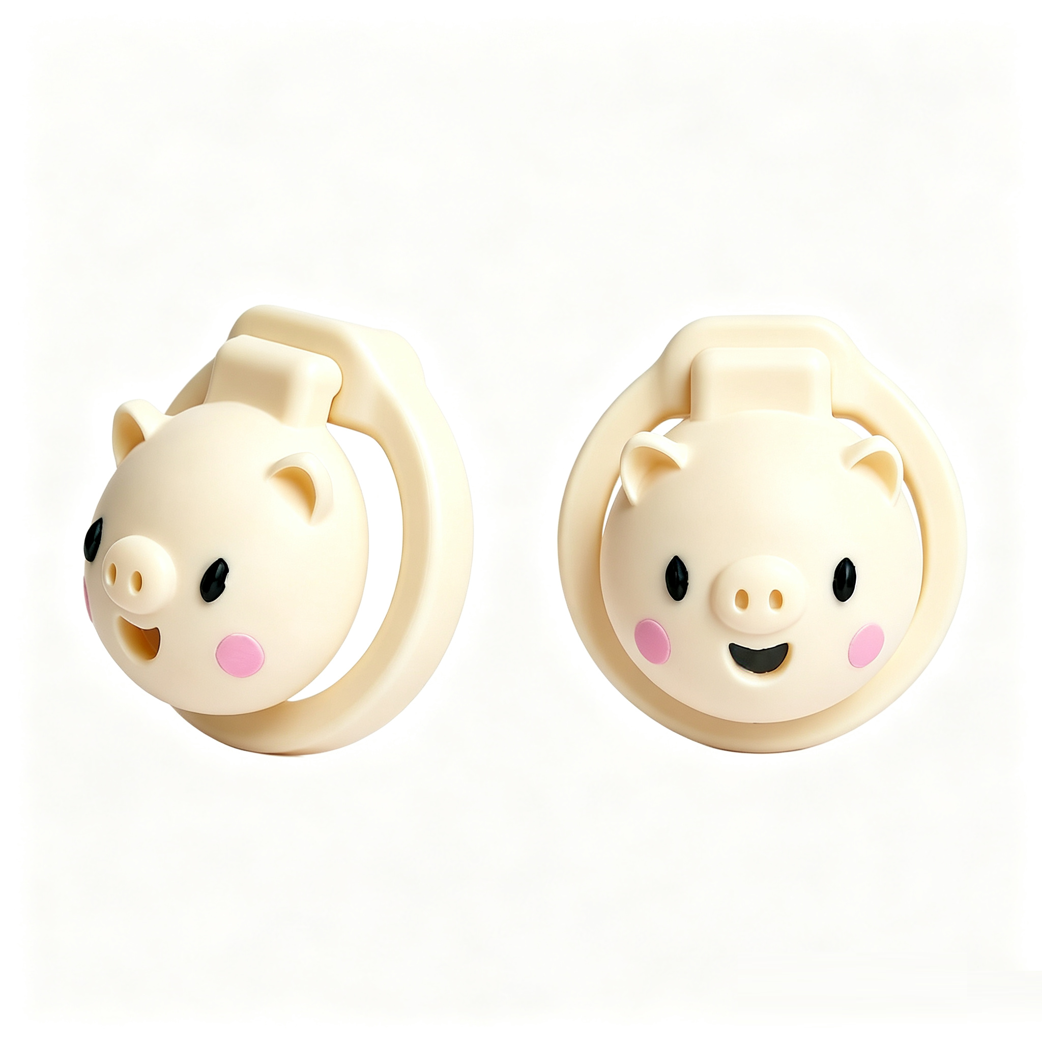 Piglet Head Resin Chastity Cage with Three Rings