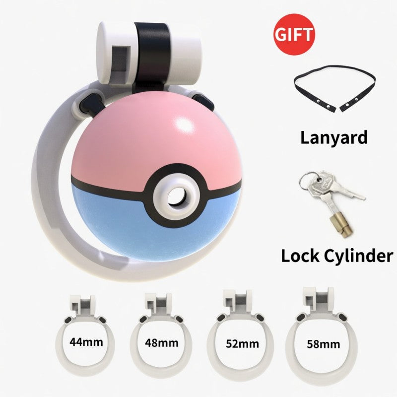 Pink and blue spherical capture-style resin chastity cage