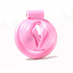 Pussy Shaped Pink Chastity Cage With 4 Rings