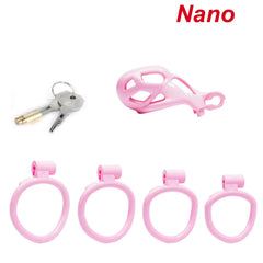 Nano | Pink Cobra Male Chastity Cage with 4 Rings
