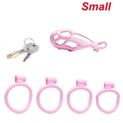 Small | Pink Cobra Male Chastity Cage with 4 Rings