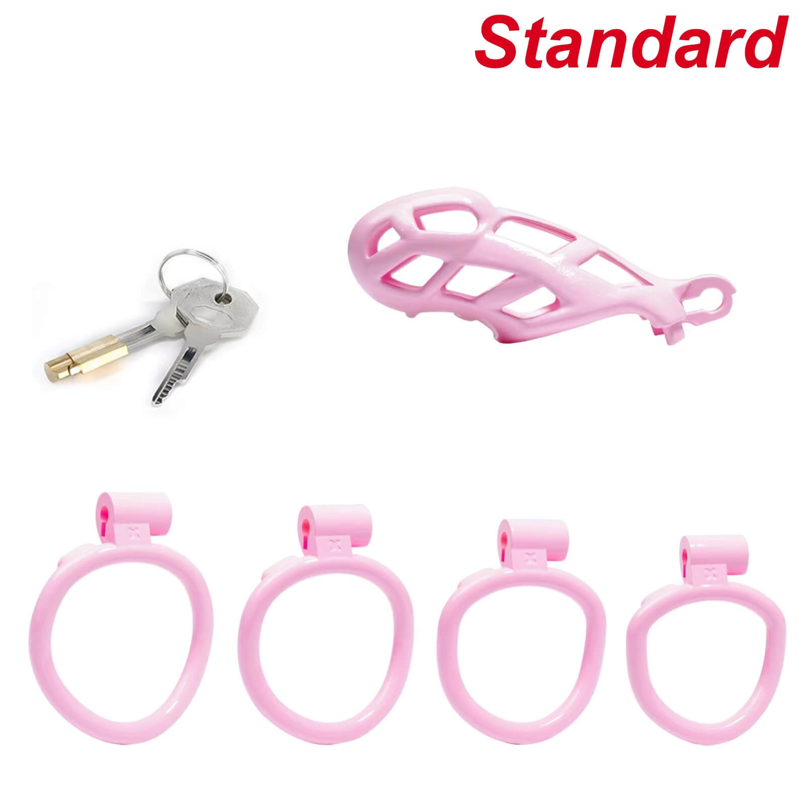 Standard | Pink Cobra Male Chastity Cage with 4 Rings