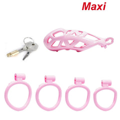 Maxi | Pink Cobra Male Chastity Cage with 4 Rings