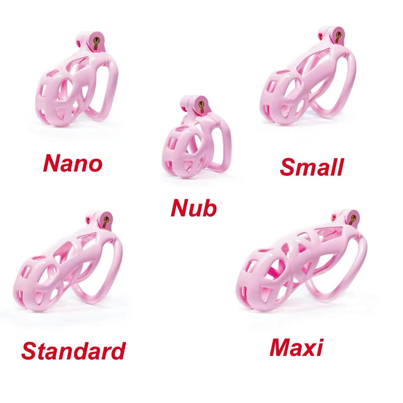 Nub | Pink Cobra Male Chastity Cage with 4 Rings