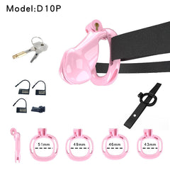 Pink D10P resin labia chastity lock with connection parts and keys