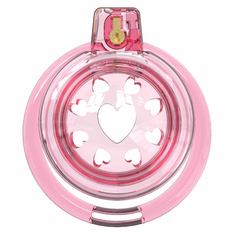 Pink transparent heart-vent soft chastity cage