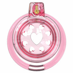 Pink transparent heart-vent soft chastity cage