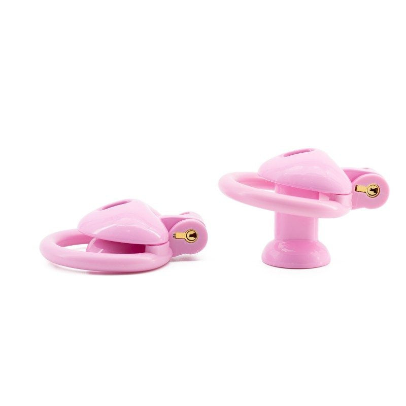 Pink love-shape inverted cage shallow and extended profiles