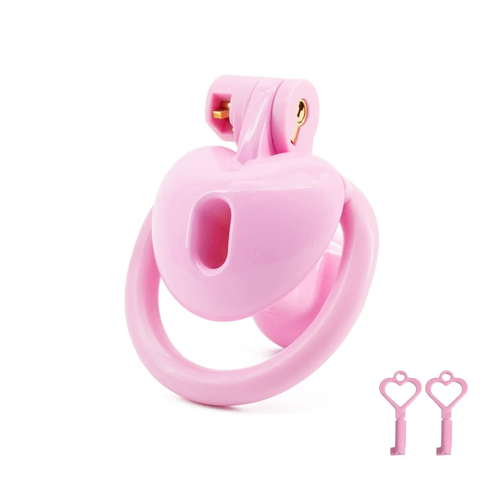 Front view of pink love-shape inverted cage