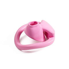 Pink mini sissy resin chastity cage front view