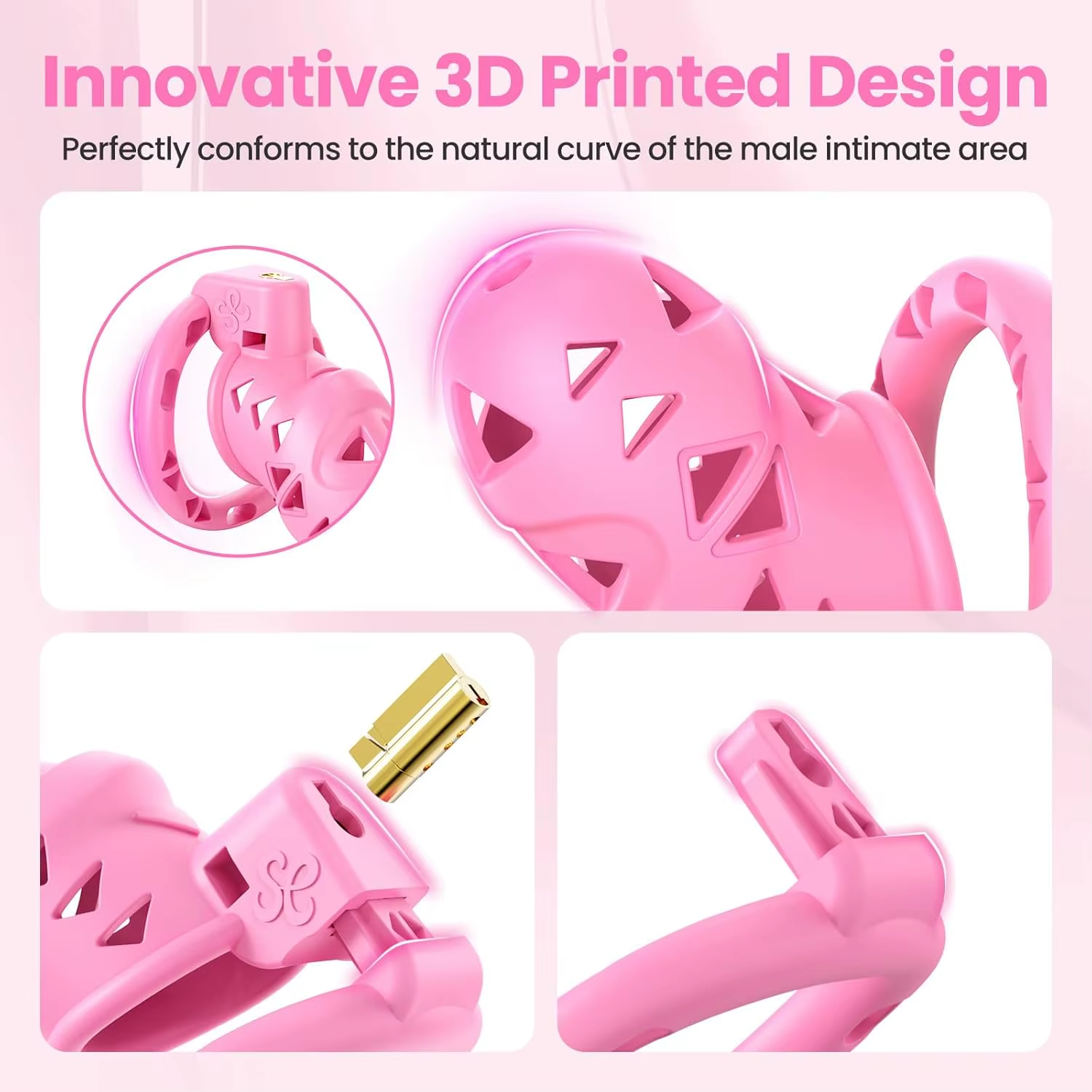 Pink Rattlesnake Chastity Cage with Anal Plug