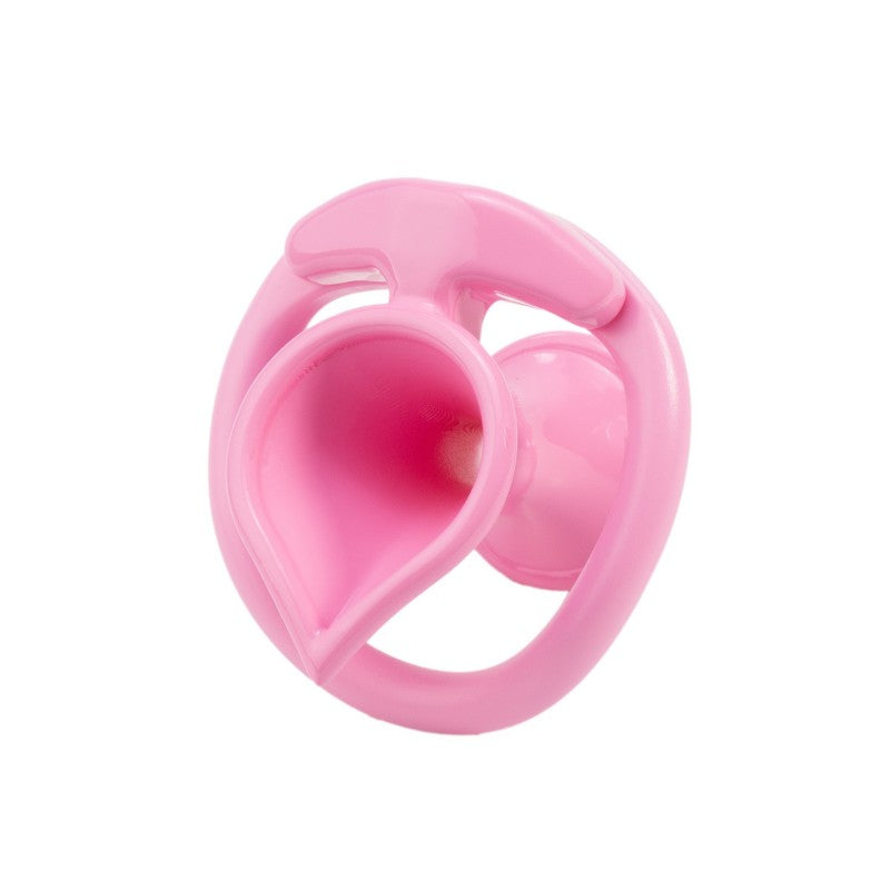 Front view of pink teardrop negative chastity lock