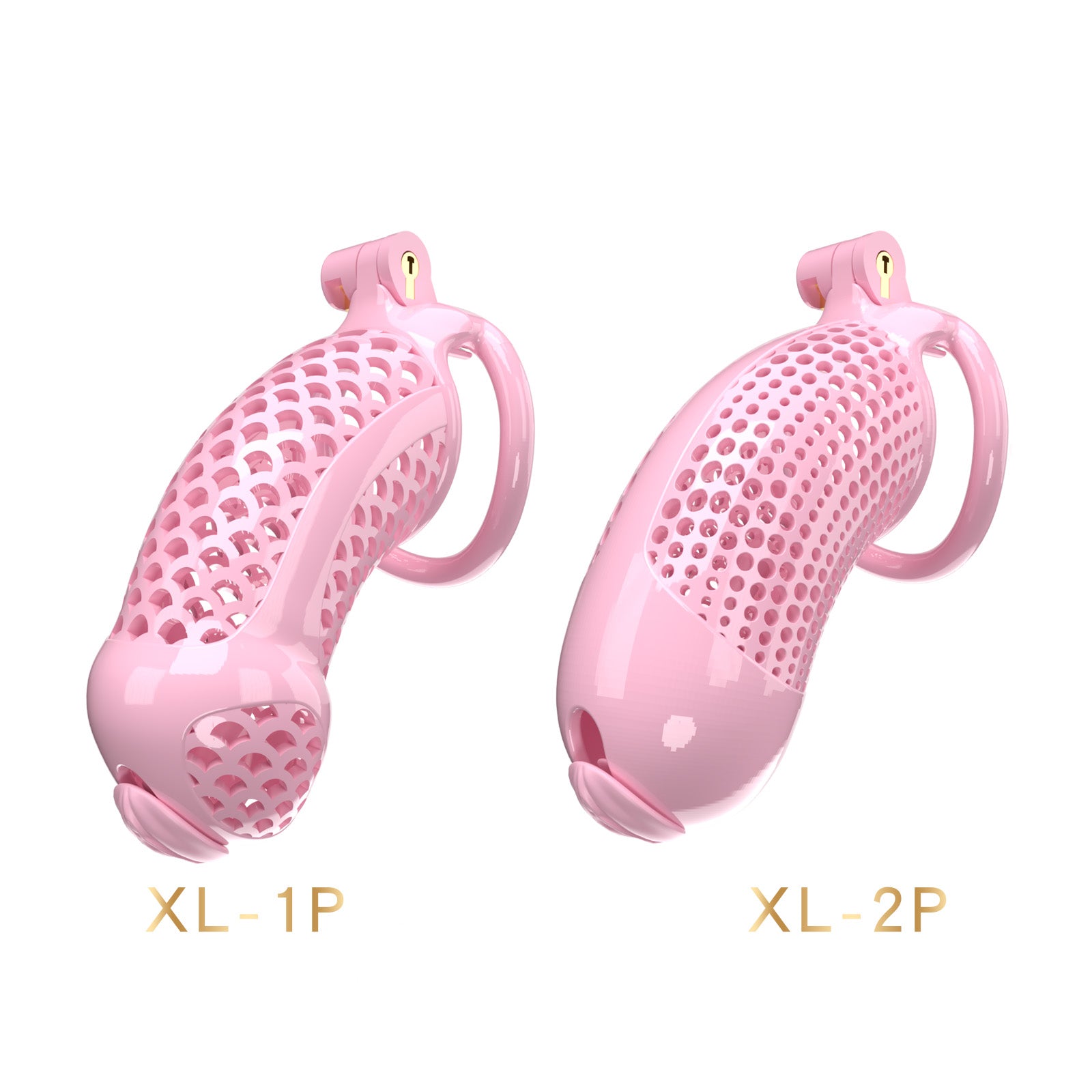 Pink XL-1 and XL-2 ventilated chastity cage models