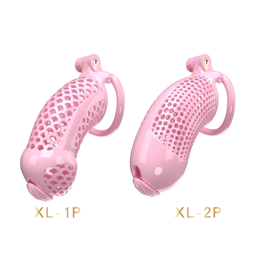 Pink XL-1 and XL-2 ventilated chastity cage models