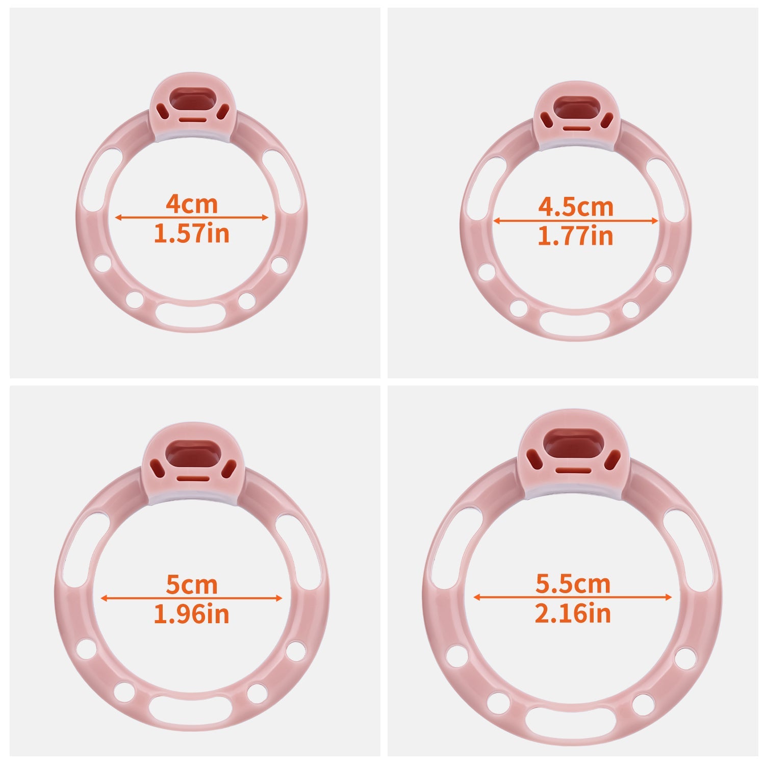 Bionic-Texture ABS Chastity Cage with Four Rings