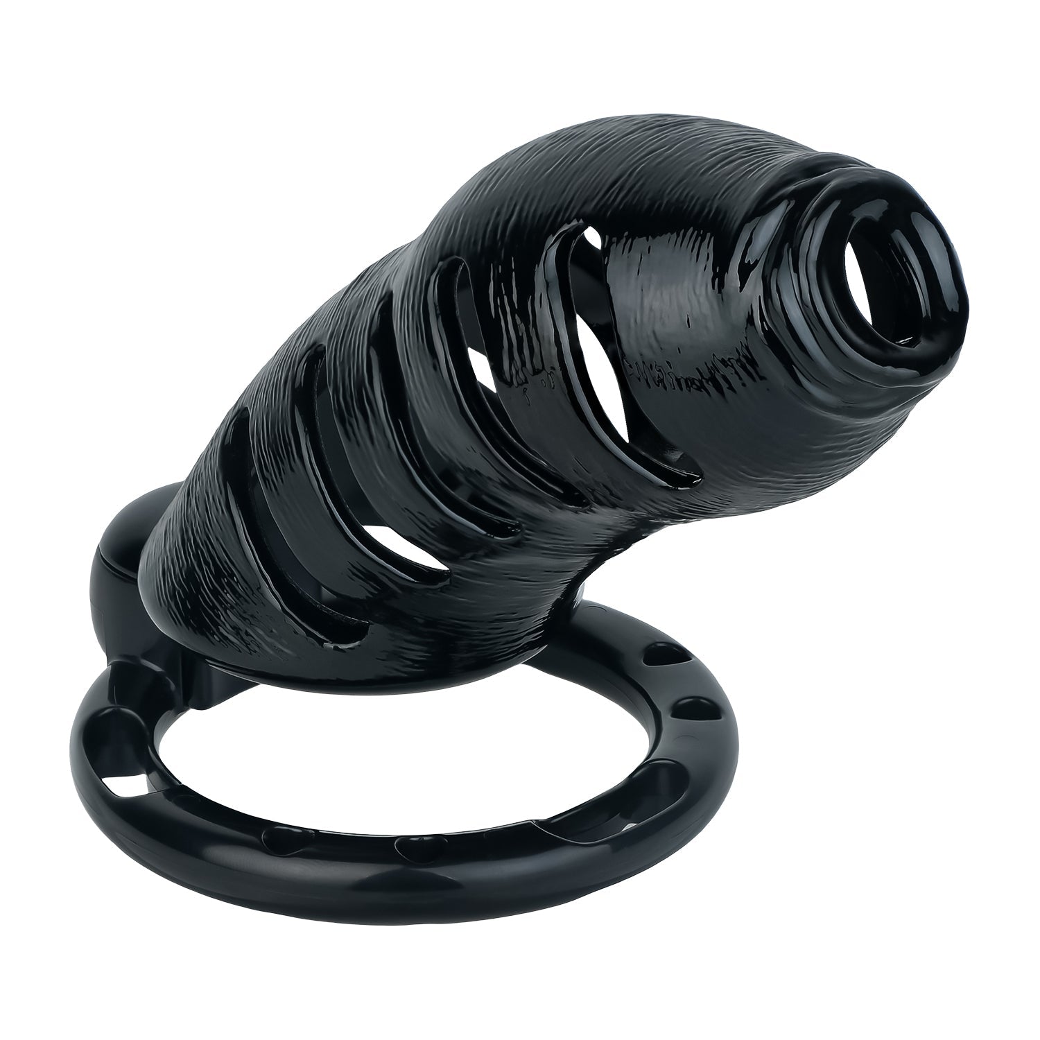 Bionic-Texture ABS Chastity Cage with Four Rings