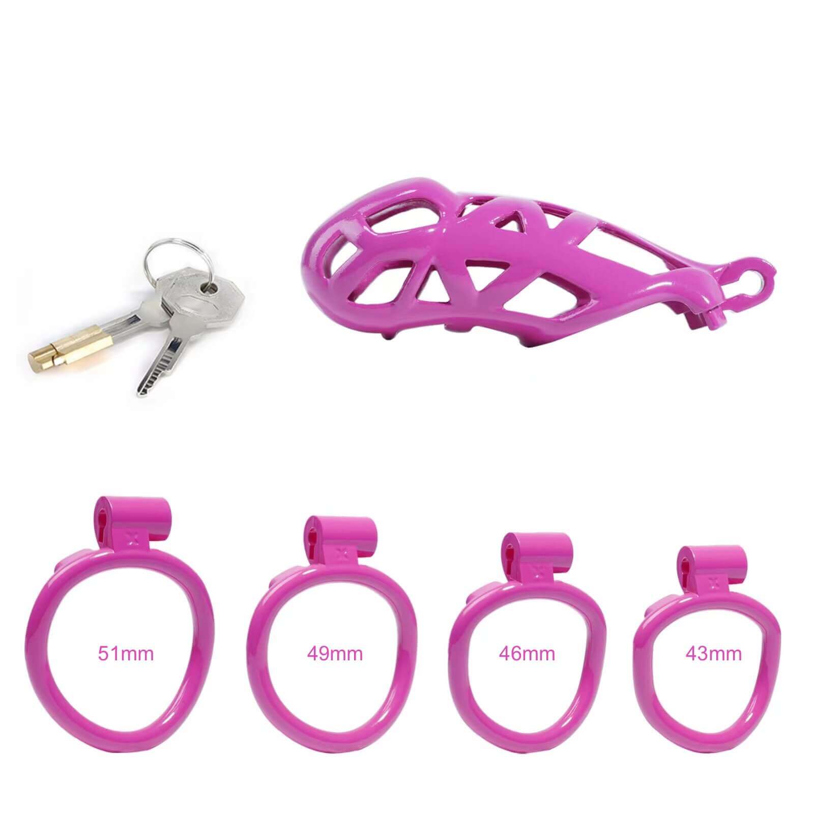 Maxi Purple Cobra Male Chastity Cage with 4 Rings